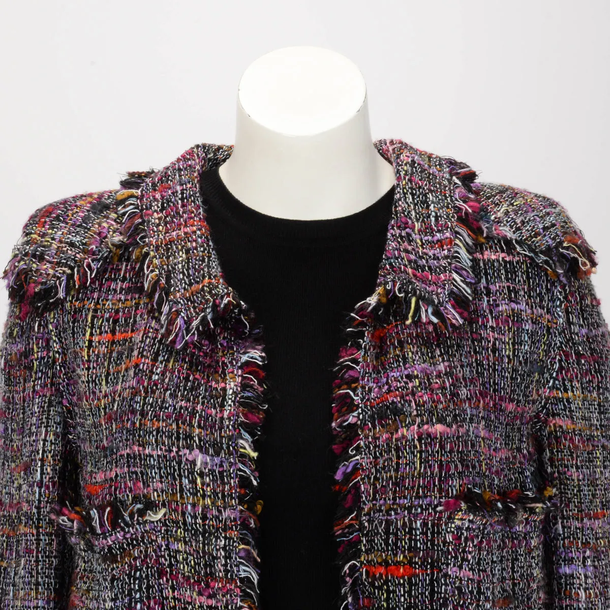 Chanel Purple Fantasy Tweed Frayed Edge Jacket FR 38