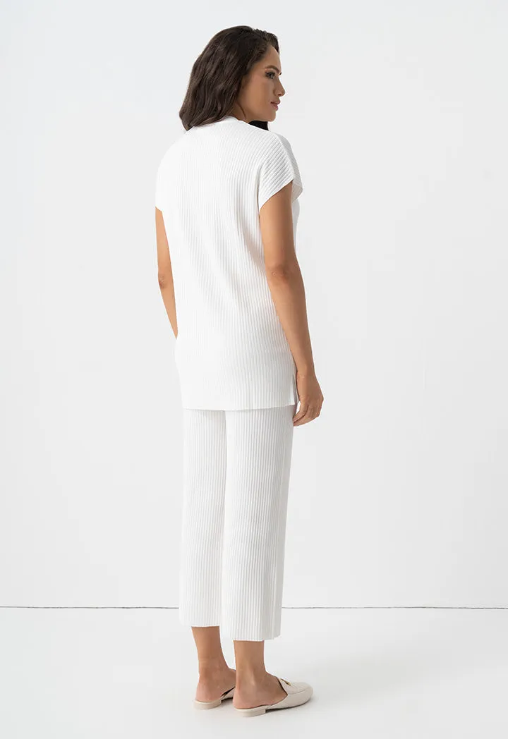Choice Solid Sleeveless Knitted Top Off White