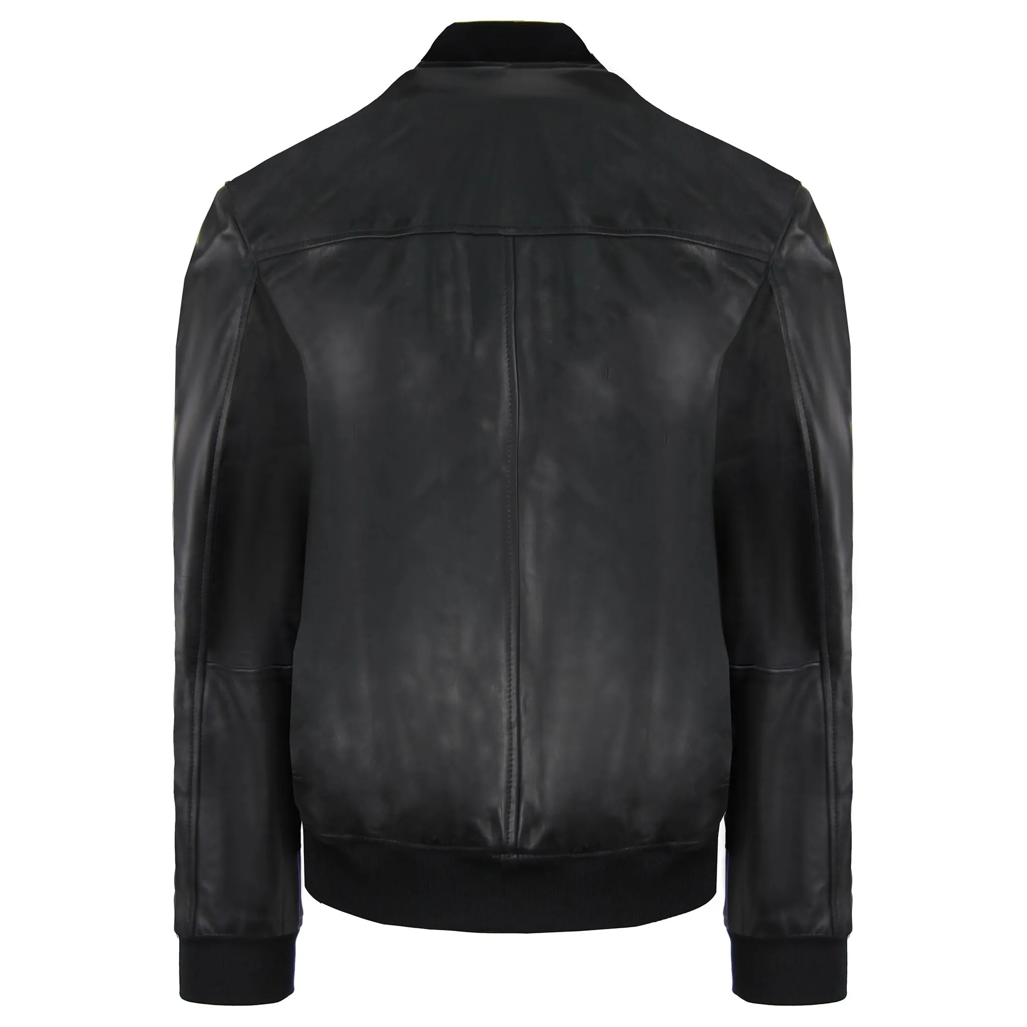 Emporio Armani Leather Mens Black Bomber Jacket