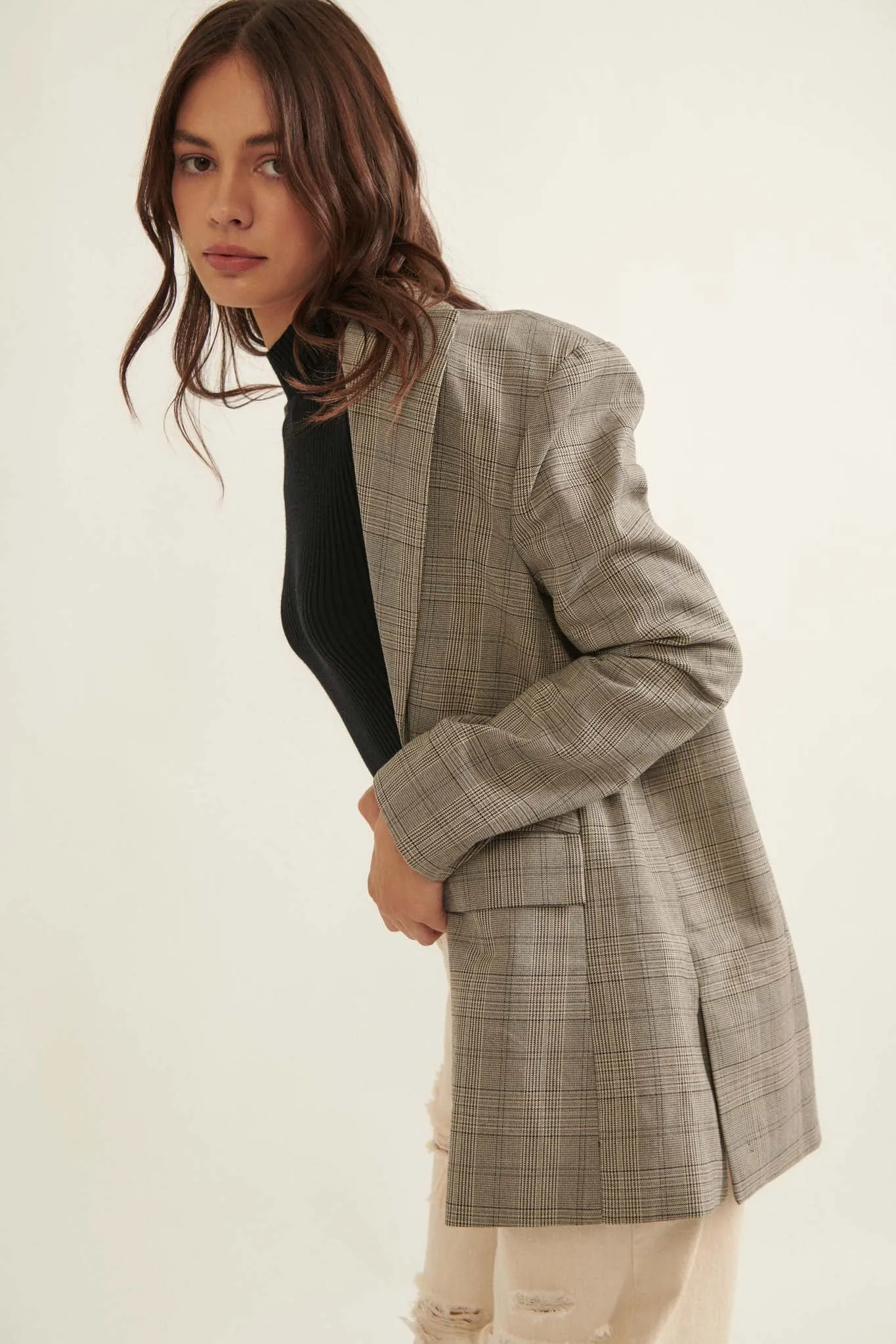 Forever Plaid Oversized Boyfriend Blazer